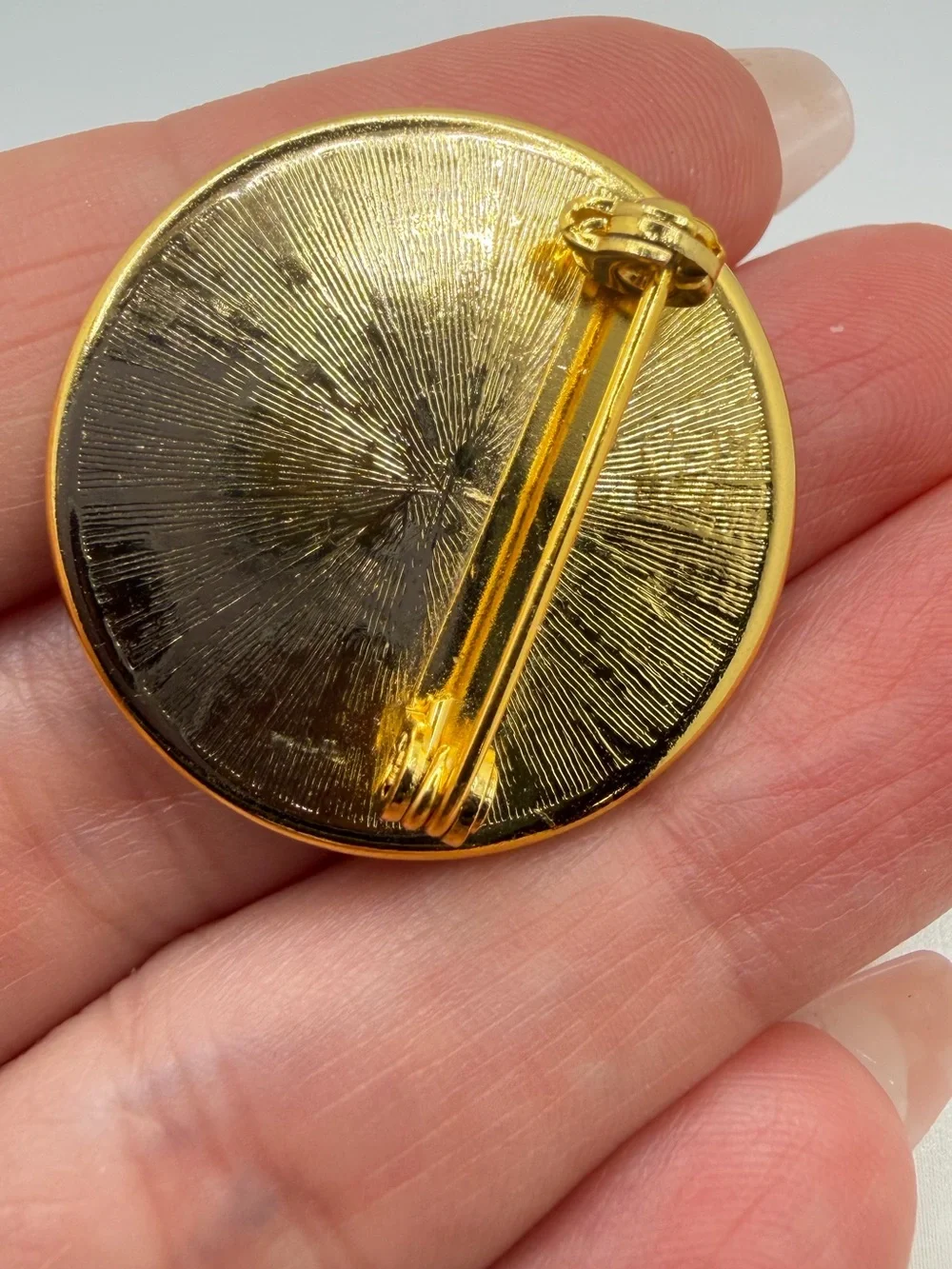 29mm vintage Damascene Bird and Floral Brooch/Pin!